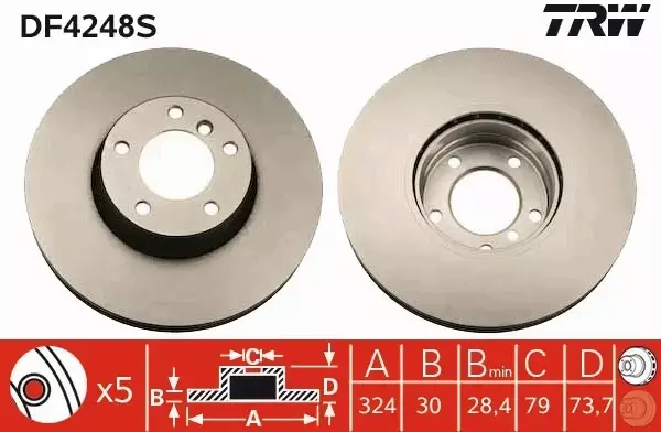 TRW DTEC TARCZE+KLOCKI PRZÓD BMW 5 E39 324MM 