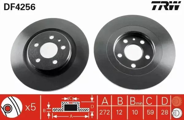 TRW TARCZE HAMULCOWE TYŁ CITROEN C8 272MM 