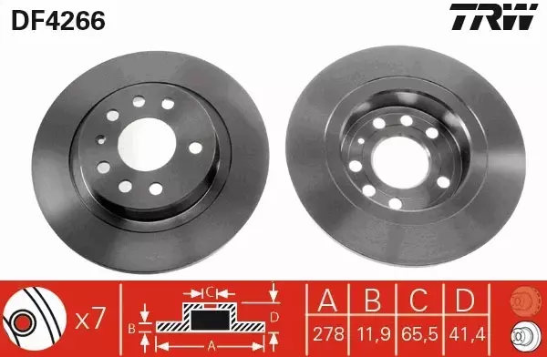 TRW TARCZE+KLOCKI TYŁ OPEL VECTRA C SIGNUM SAAB 9-3 278MM 