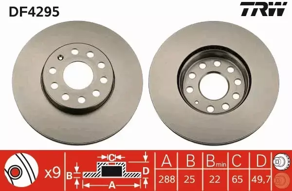 TRW DTEC TARCZE+KLOCKI PRZÓD AUDI A3 8P1 8PA  