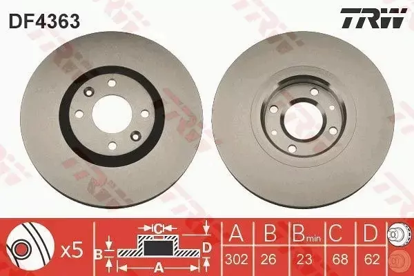 TRW TARCZE HAMULCOWE PRZÓD CITROEN C4 PICASSO I 