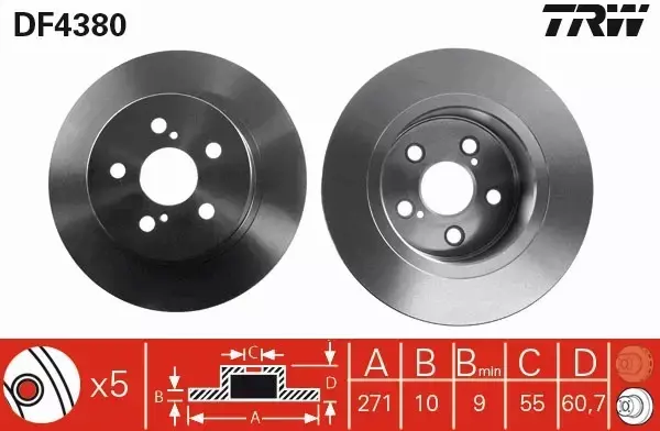 TRW TARCZE TYŁ TOYOTA AVENSIS T22 271MM KRK VVT-i 