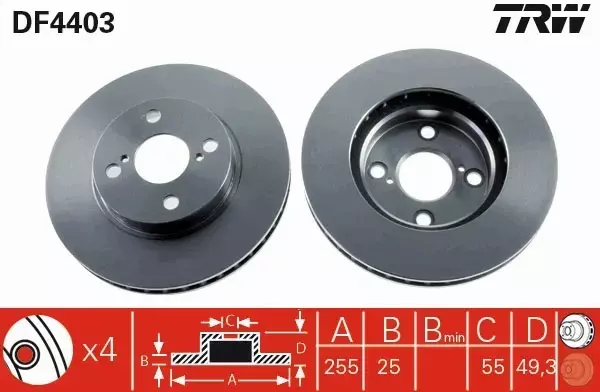 TRW TARCZE + KLOCKI PRZÓD TOYOTA COROLLA E12 