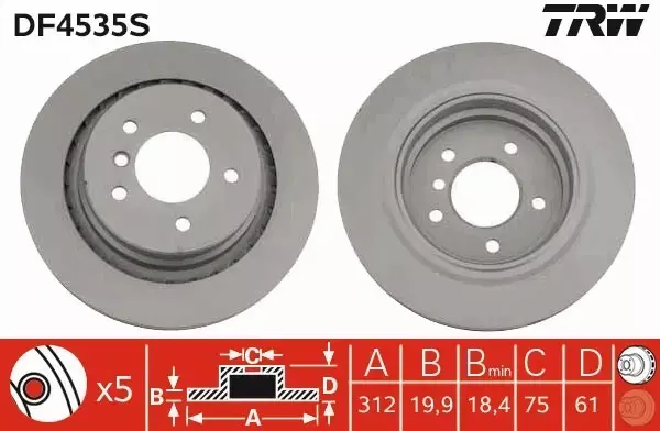 TRW TARCZE HAMULCOWE TYŁ DF4535S 