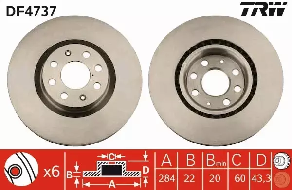 TRW TARCZE+KLOCKI PRZÓD FIAT GRANDE PUNTO  