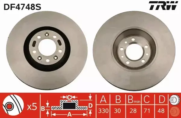 TRW TARCZE+KLOCKI PRZÓD PEUGEOT 407 607 330MM 