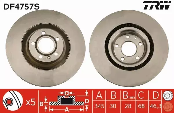 TRW TARCZE HAMULCOWE PRZÓD AUDI A4 (8E2, B6) 