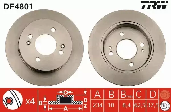 TRW TARCZE+KLOCKI TYŁ KIA PICANTO II TA 234MM 