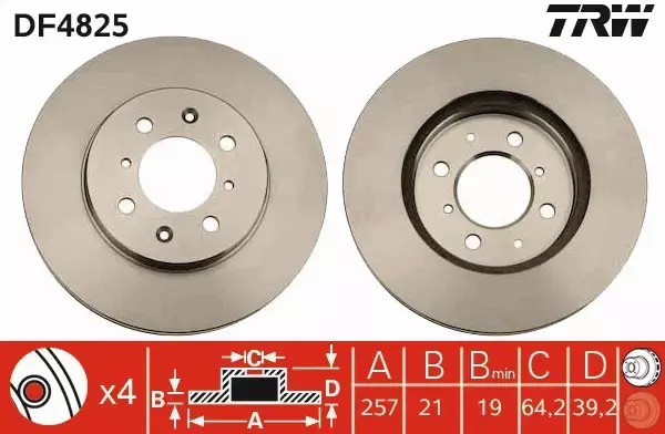 TRW TARCZE + KLOCKI PRZÓD HONDA JAZZ II 258MM 