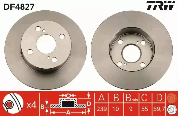 TRW TARCZE+KLOCKI TYŁ TOYOTA COROLLA E11 UK 240MM 