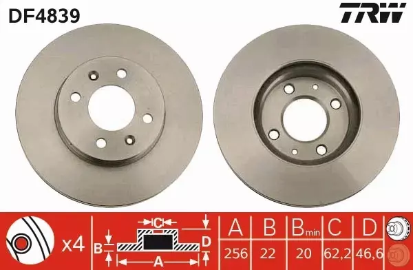 TRW TARCZE+KLOCKI PRZÓD HYUNDAI ACCENT III 256MM 