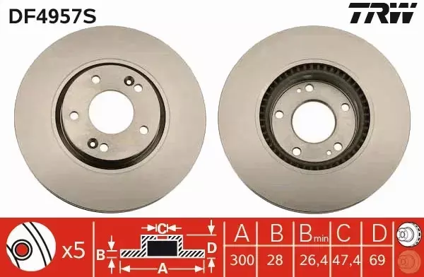 TRW TARCZE+KLOCKI PRZÓD HYUNDAI I30 300MM 