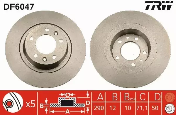 TRW TARCZE HAMULCOWE TYŁ DF6047 