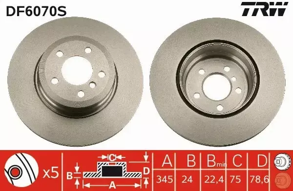 TRW TARCZA HAMULCOWA DF6070S 