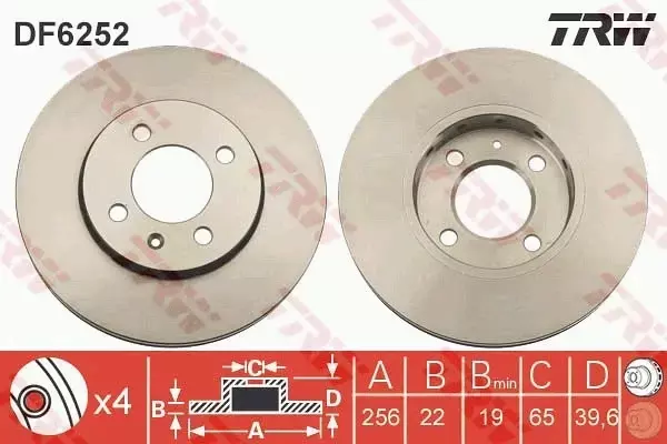 TRW TARCZE+KLOCKI PRZÓD SEAT MII VW UP 256MM 