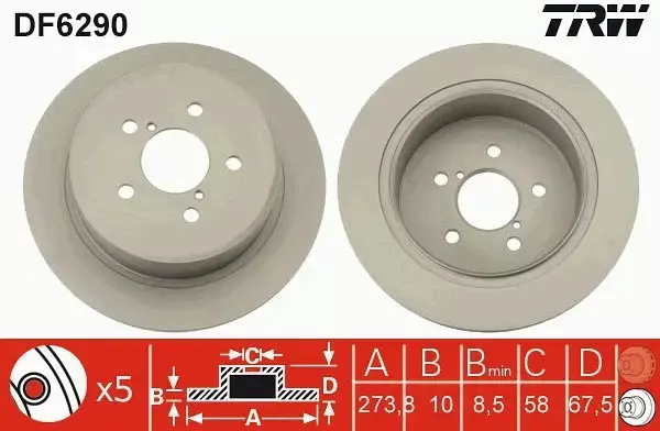 TRW TARCZE+KLOCKI TYŁ SUBARU OUTBACK 274MM 