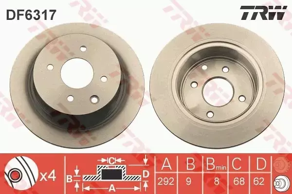 TRW TARCZE HAMULCOWE TYŁ NISSAN CUBE (Z12) 