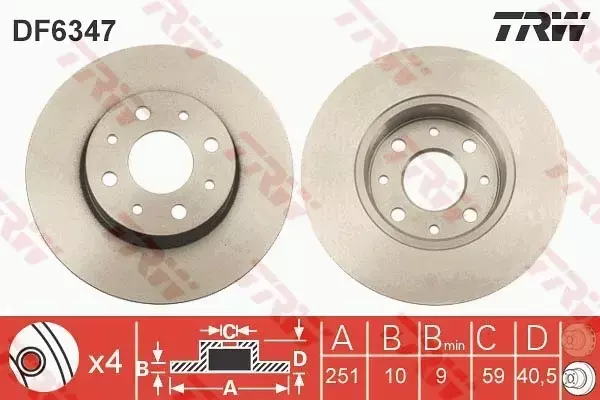 TRW TARCZA HAMULCOWA TYŁ ALFA ROMEO MITO 251MM 