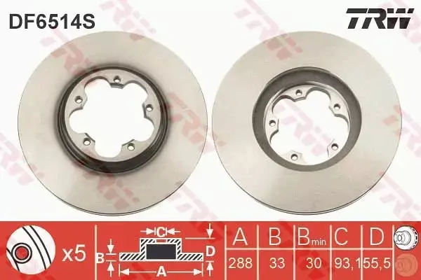 TRW TARCZE HAMULCOWE PRZÓD DF6514S 