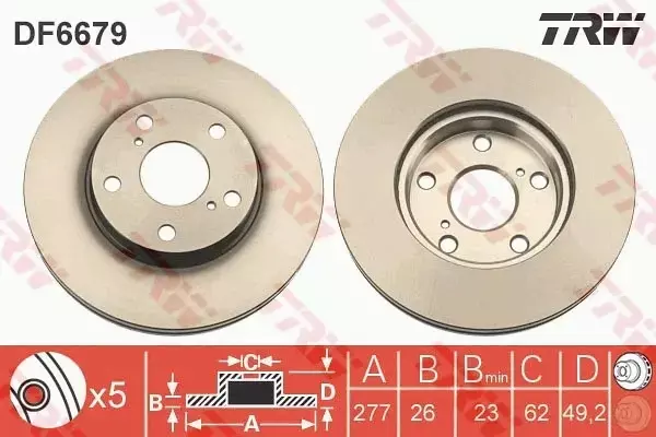 TRW TARCZE+KLOCKI PRZÓD TOYOTA AURIS COROLLA E18 277MM 