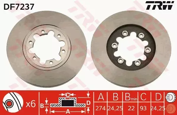 TRW TARCZE HAMULCOWE PRZÓD MAZDA B-SERIE (UN) 