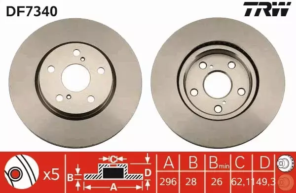 TRW TARCZE+KLOCKI PRZÓD LEXUS IS II III 296MM 