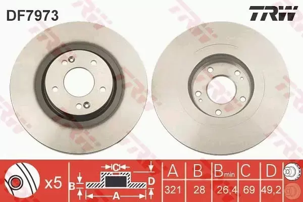 TRW TARCZE+KLOCKI PRZÓD HYUNDAI SANTA FE 321MM 