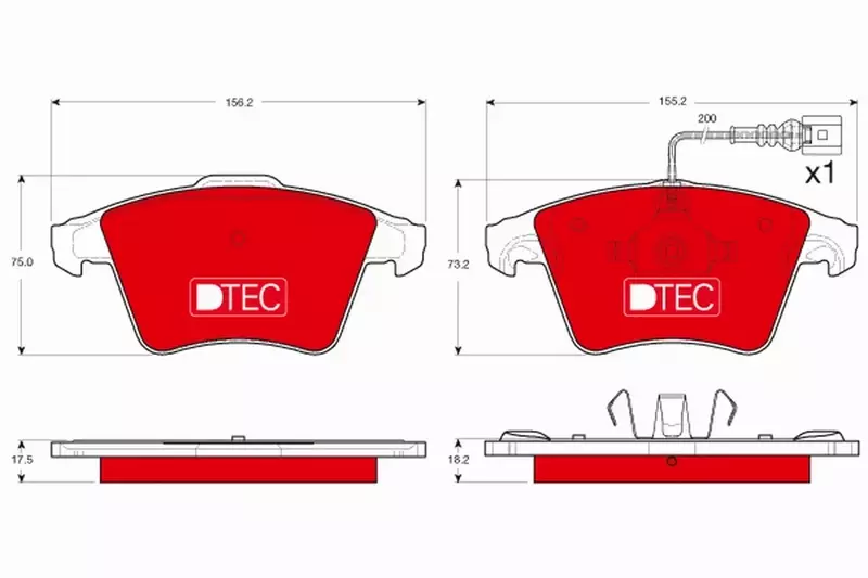 TRW KLOCKI HAMULCOWE DTEC PRZÓD GDB1556DTE 