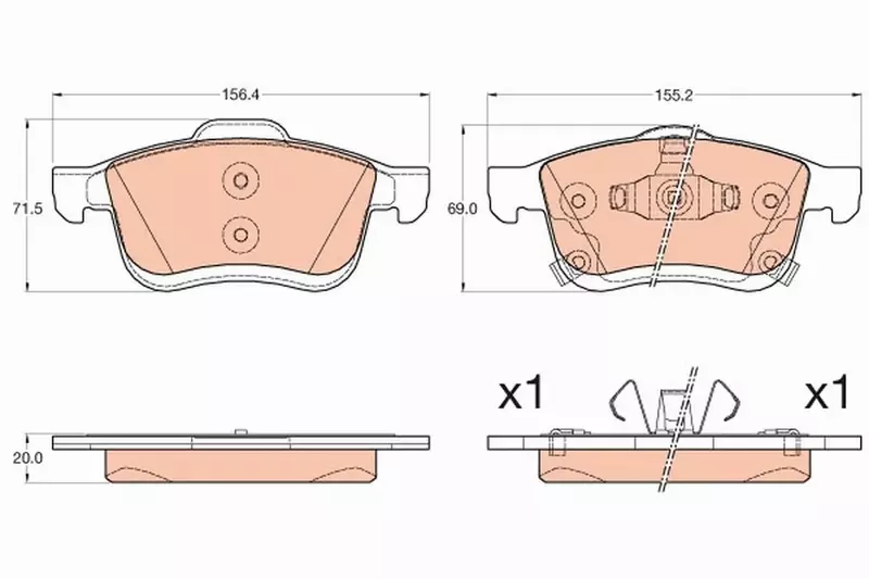 TRW Zestaw klocków hamulcowych, hamulce tarczowe GDB2060 