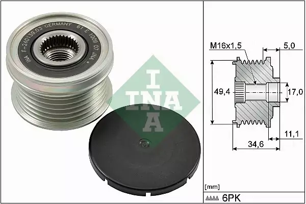 INA SPRZĘGŁO ALTERNATORA AUDI A3 8P SEAT ALTEA 