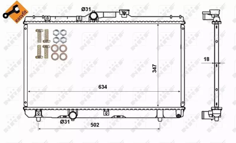 NRF CHŁODNICA WODY PŁYNU TOYOTA COROLLA E10 E11   