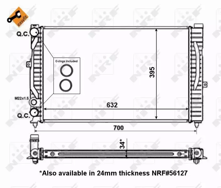 NRF CHŁODNICA WODY AUDI A4 PASSAT B5 SUPERB   