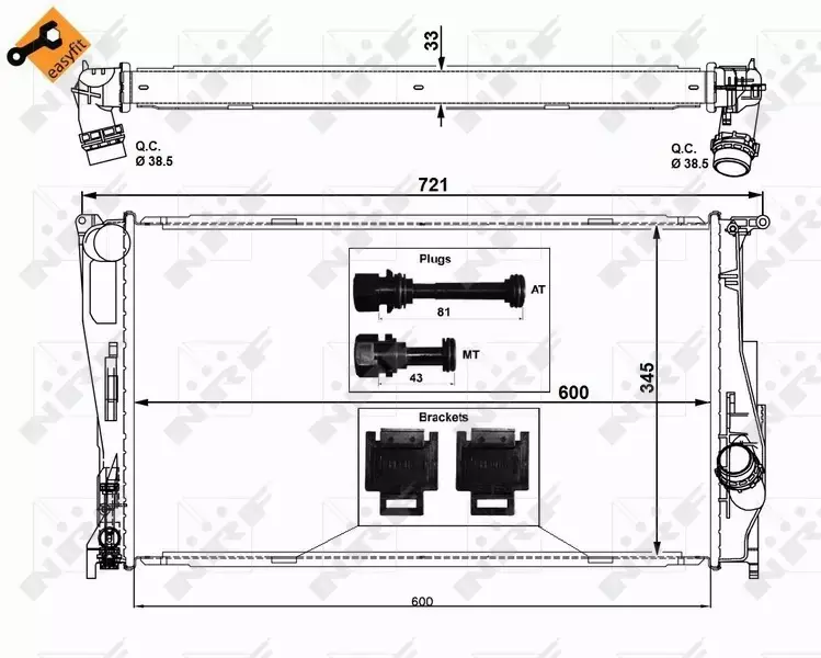 NRF CHŁODNICA WODY BMW E90 E91 X1 E84 E81 E87 E82  