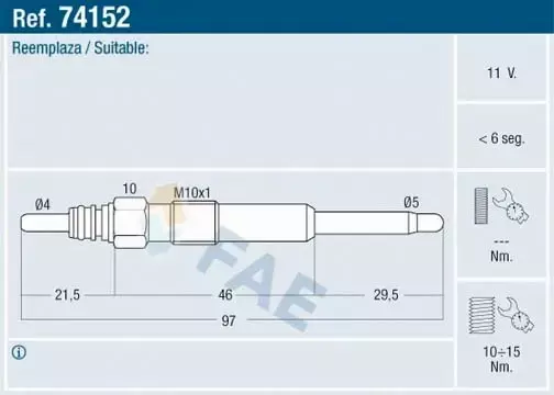 FAE ŚWIECA ŻAROWA 74152 