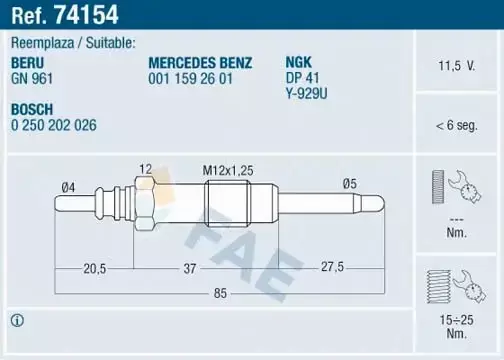 FAE ŚWIECA ŻAROWA 74154 