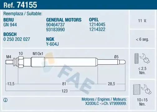 FAE ŚWIECA ŻAROWA 74155 