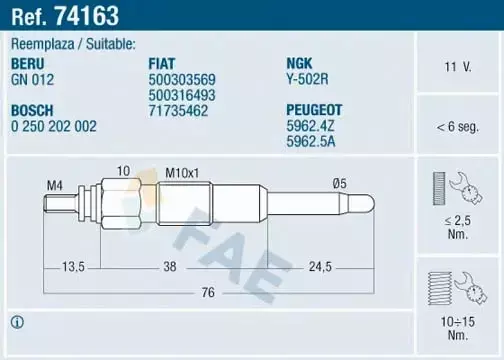 FAE ŚWIECA ŻAROWA 74163 