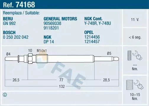 FAE ŚWIECA ŻAROWA 74168 