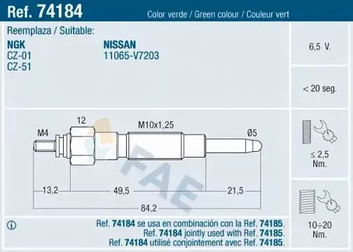 FAE ŚWIECA ŻAROWA 74184 