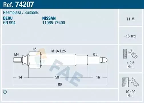 FAE ŚWIECA ŻAROWA 74207 