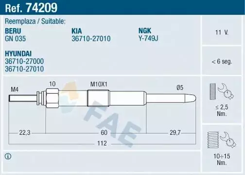 FAE ŚWIECA ŻAROWA 74209 