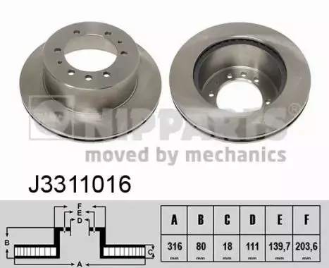 NIPPARTS TARCZA HAMULCOWA J3311016 