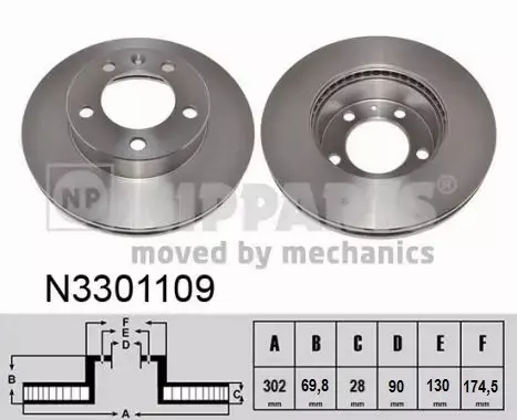 NIPPARTS TARCZA HAMULCOWA N3301109 