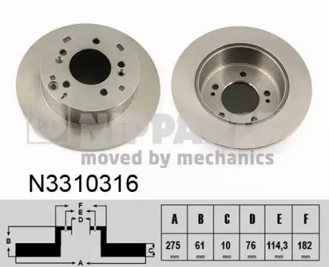 NIPPARTS TARCZA HAMULCOWA N3310316 