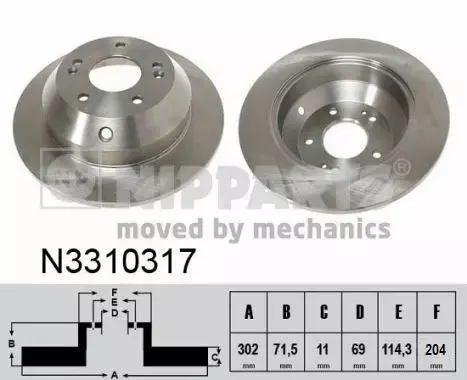 NIPPARTS TARCZA HAMULCOWA N3310317 