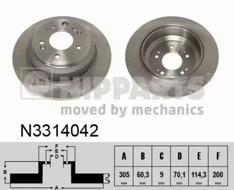 NIPPARTS TARCZA HAMULCOWA N3314042 