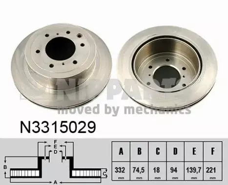 NIPPARTS TARCZA HAMULCOWA N3315029 