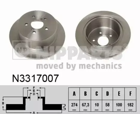 NIPPARTS TARCZA HAMULCOWA N3317007 