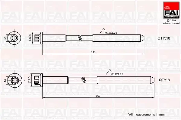 FAI AUTOPARTS ŚRUBY GŁOWICY B2124 