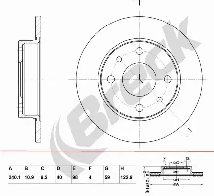 BRECK TARCZA HAMULCOWA BR 002 SA100 